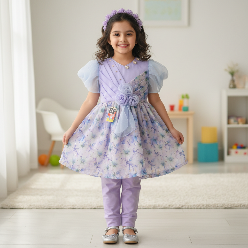 Cute 2-Piece Frock with Pajama Set for Girls (4β14 Years)