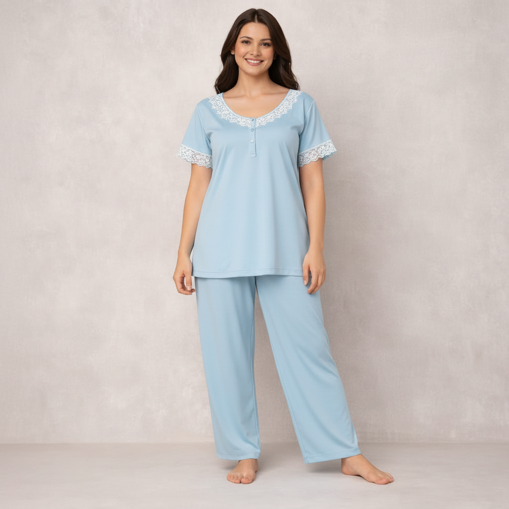 Luxury Silk Nightwear Set β Elegant Short Sleeve Pajama Set for Women