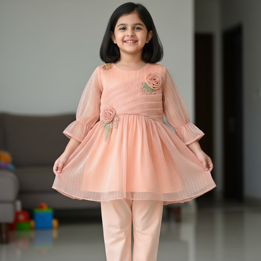 Cute 2-Piece Frock with Pajama Set for Girls (4–14 Years)
