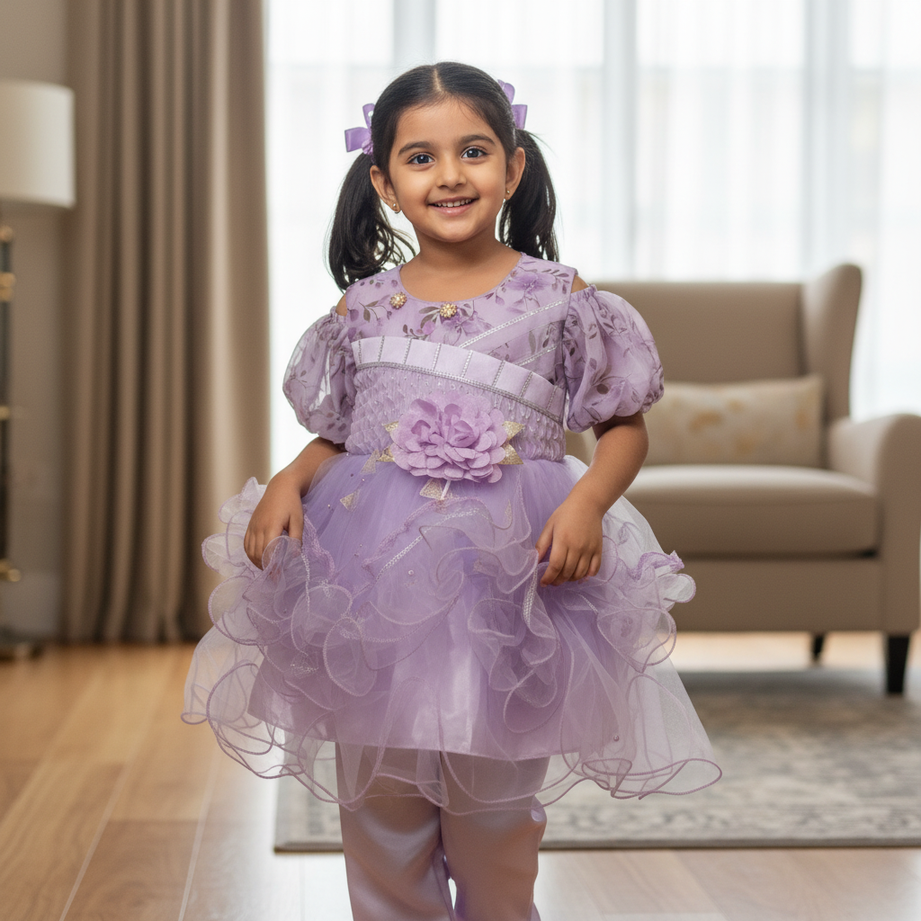 Cute 2-Piece Frock with Pajama Set for Girls (4–14 Years) –
