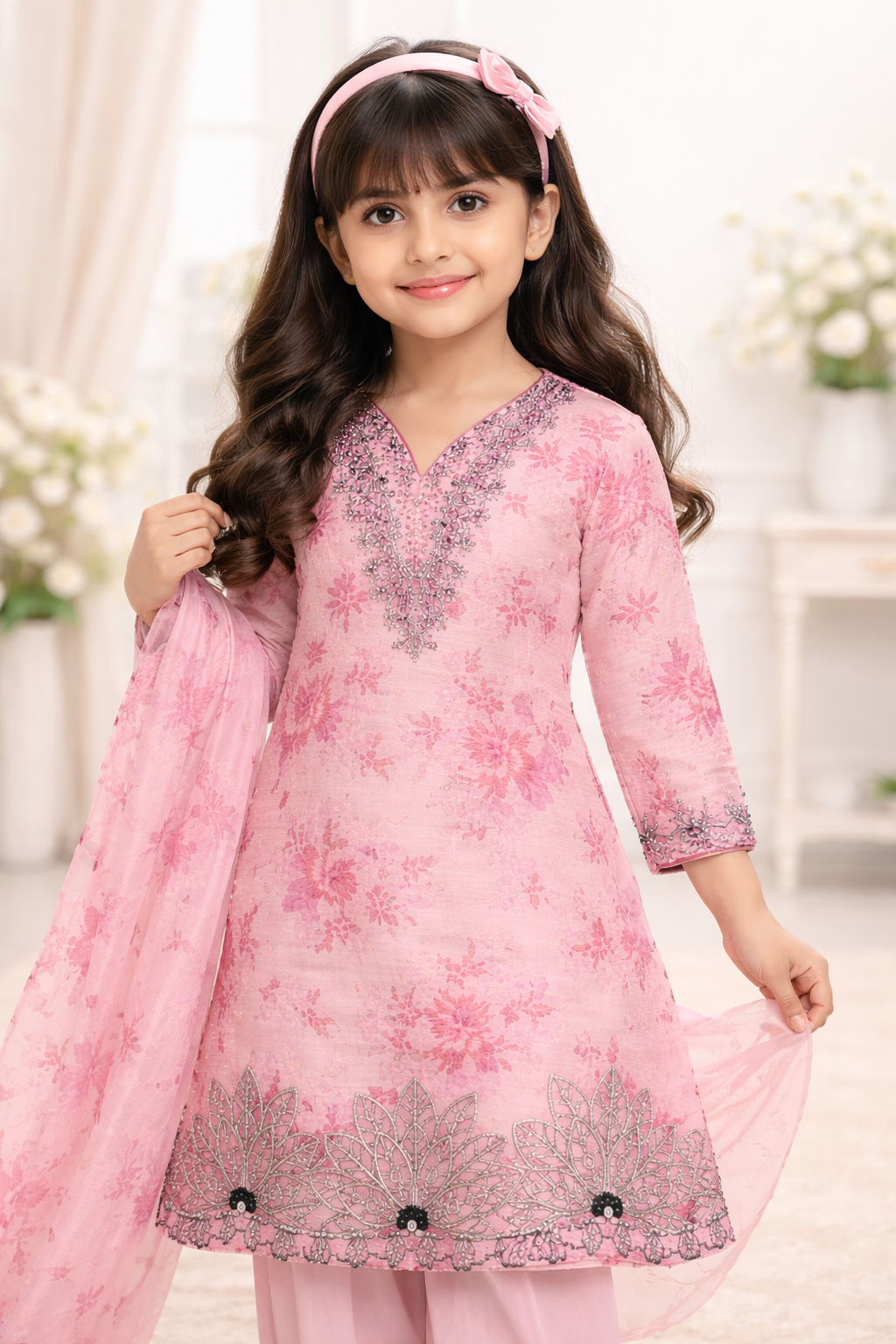 “Stylish Kids 2-Piece Lawn Cotton Outfit with Floral Print – Perfect Gift & Daily Wear (4-14 Years)”