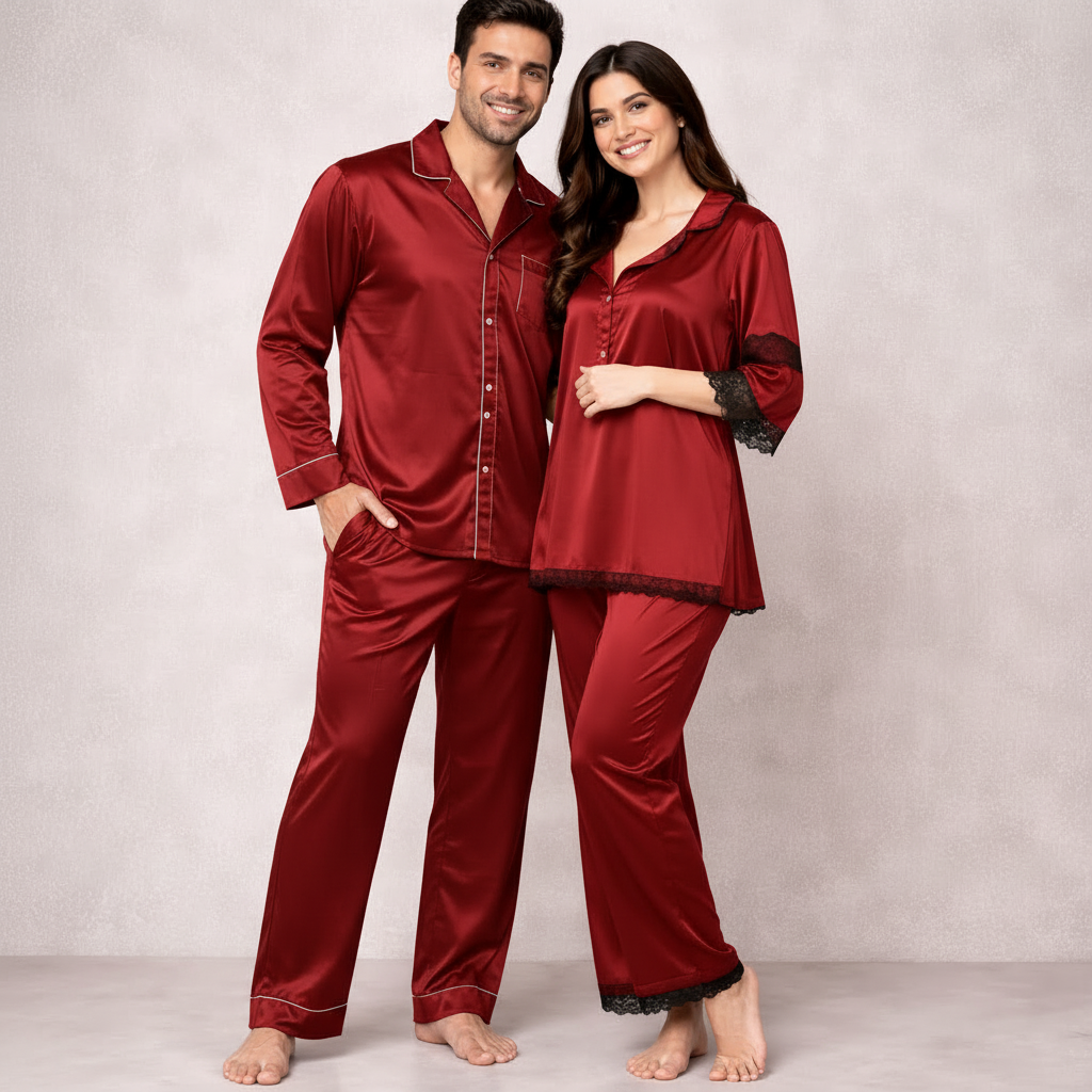 Luxe Love Couple Nightwear – Stylish Matching Sleepwear Set