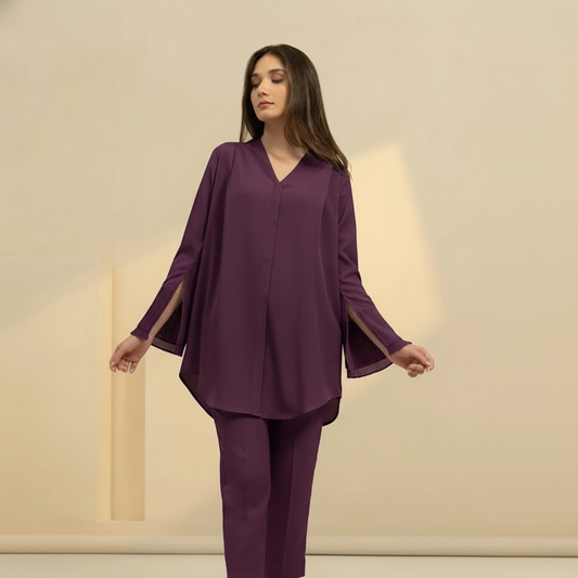 Elegant Women’s 2 Piece Co-Ord Set – Flowing Top with Stylish Sleeves & Trouser | Perfect for All Occasions