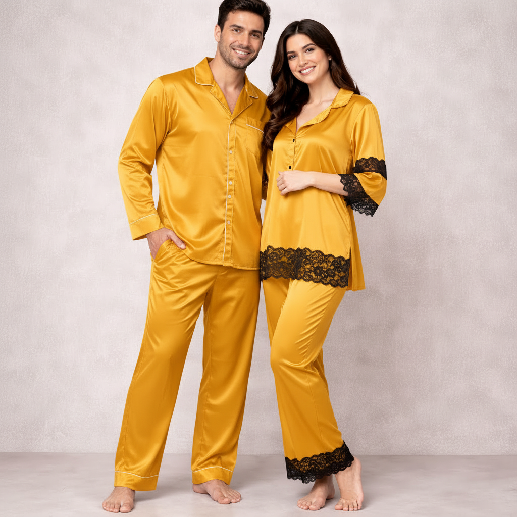 Luxe Love Couple Nightwear – Stylish Matching Sleepwear Set