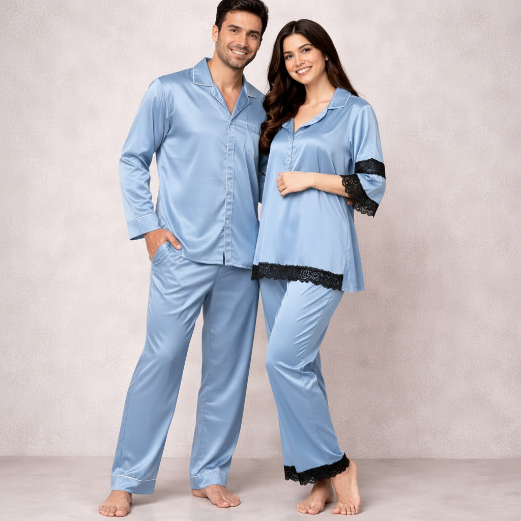 Luxe Love Couple Nightwear – Stylish Matching Sleepwear Set