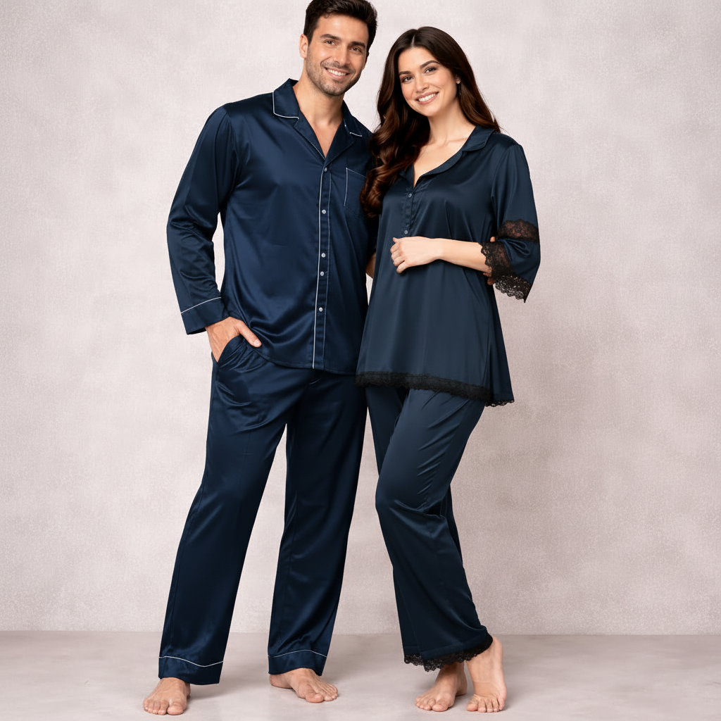 Luxe Love Couple Nightwear – Stylish Matching Sleepwear Set