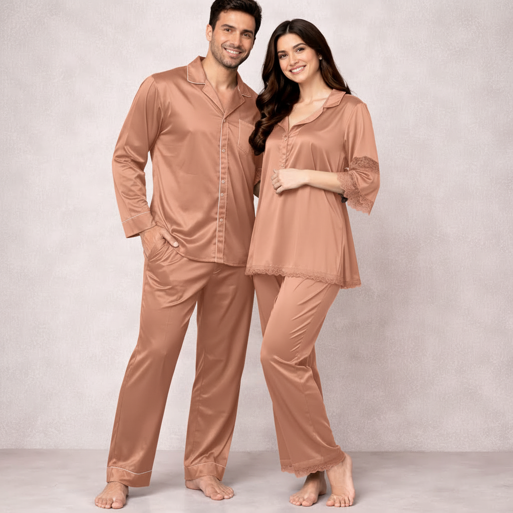 Luxe Love Couple Nightwear – Stylish Matching Sleepwear Set