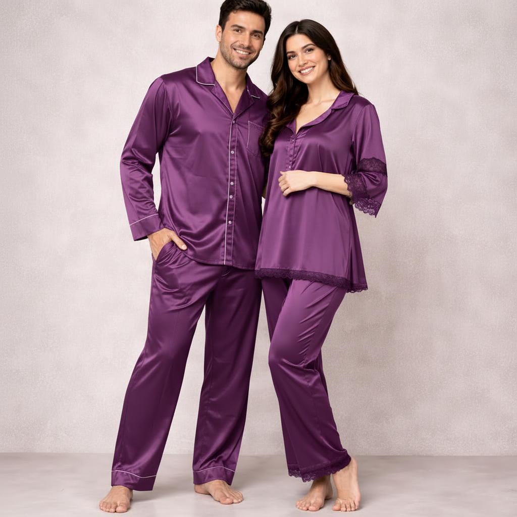 Luxe Love Couple Nightwear – Stylish Matching Sleepwear Set