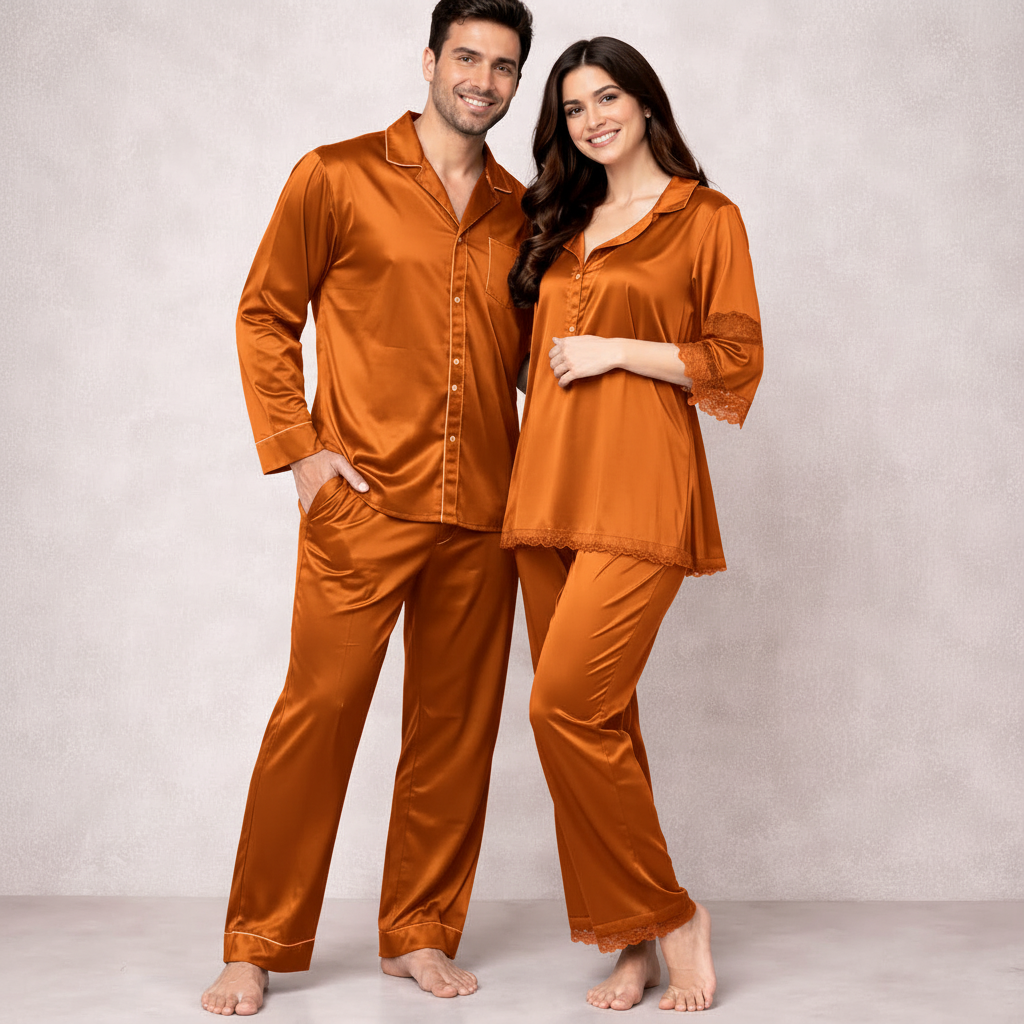 Luxe Love Couple Nightwear – Stylish Matching Sleepwear Set