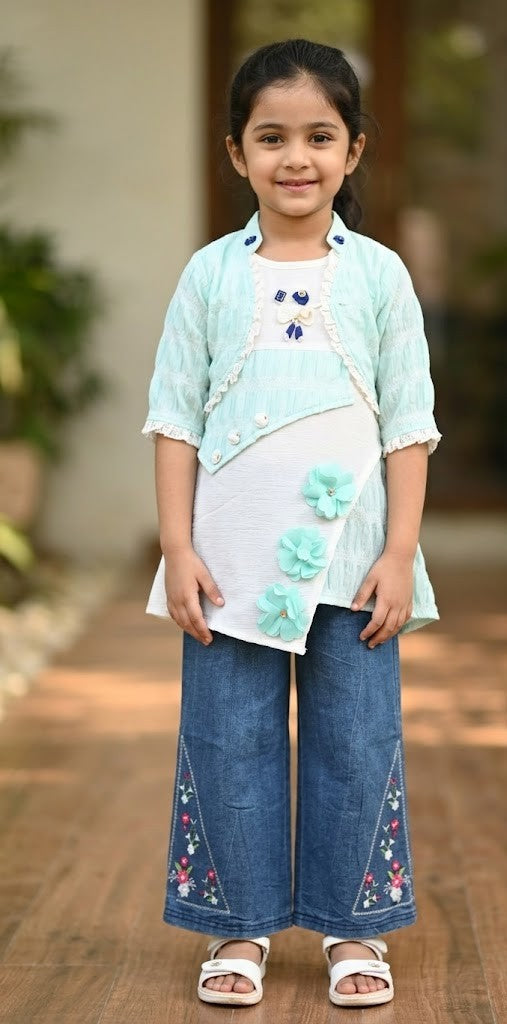 “Stylish Shirt with Denim Jeans Set – Perfect Outfit for Girls (4 to 14 Years)