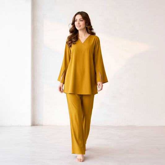 Elegant Women’s 2 Piece Co-Ord Set – Minimal Plain Design Top & Trouser | Stylish Casual Wear for All Occasions