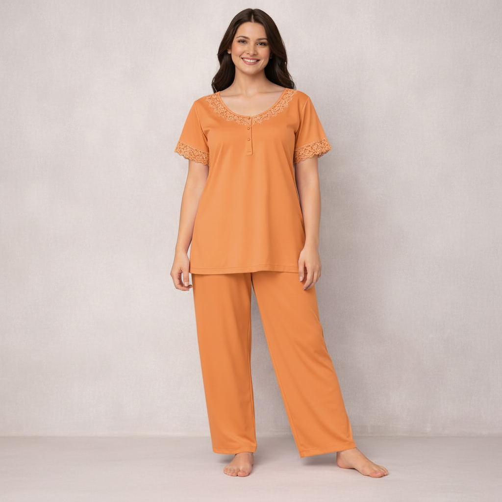 Luxury Silk Nightwear Set – Elegant Short Sleeve Pajama Set for Women