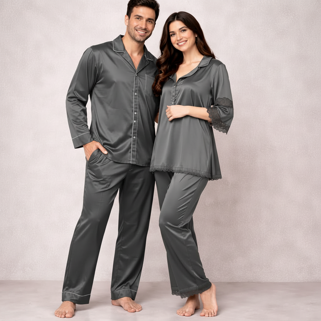 Luxe Love Couple Nightwear – Stylish Matching Sleepwear Set