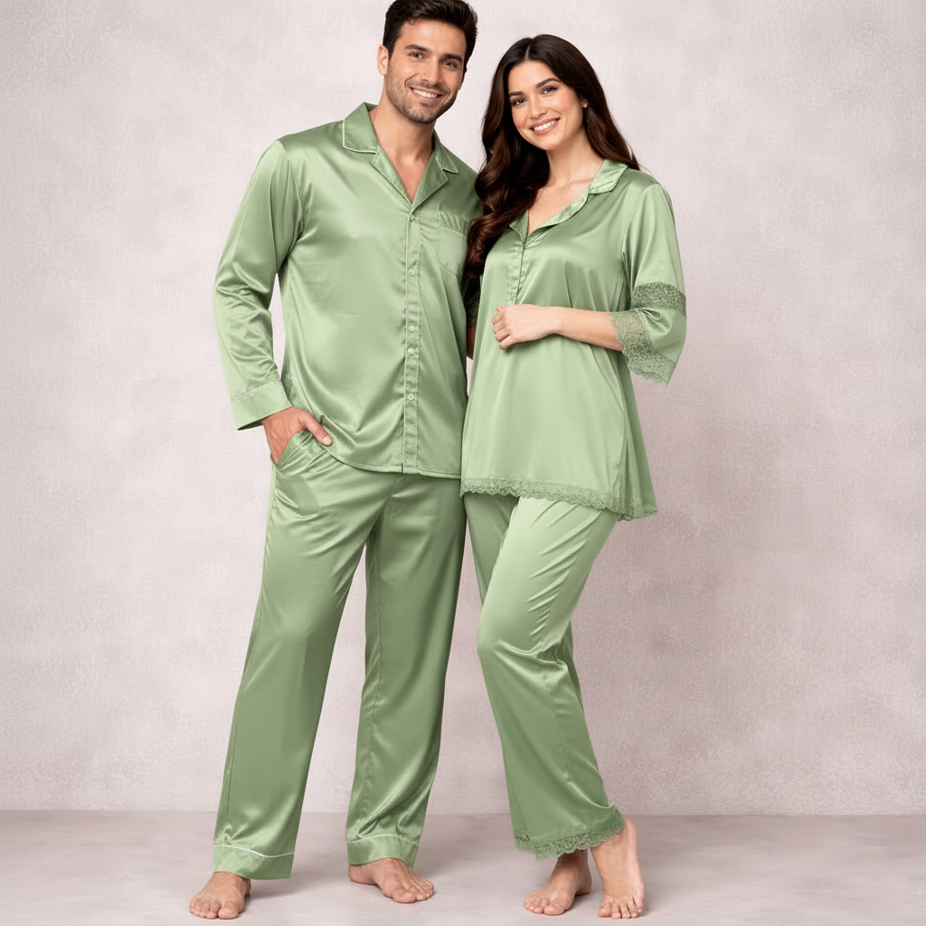 Luxe Love Couple Nightwear – Stylish Matching Sleepwear Set