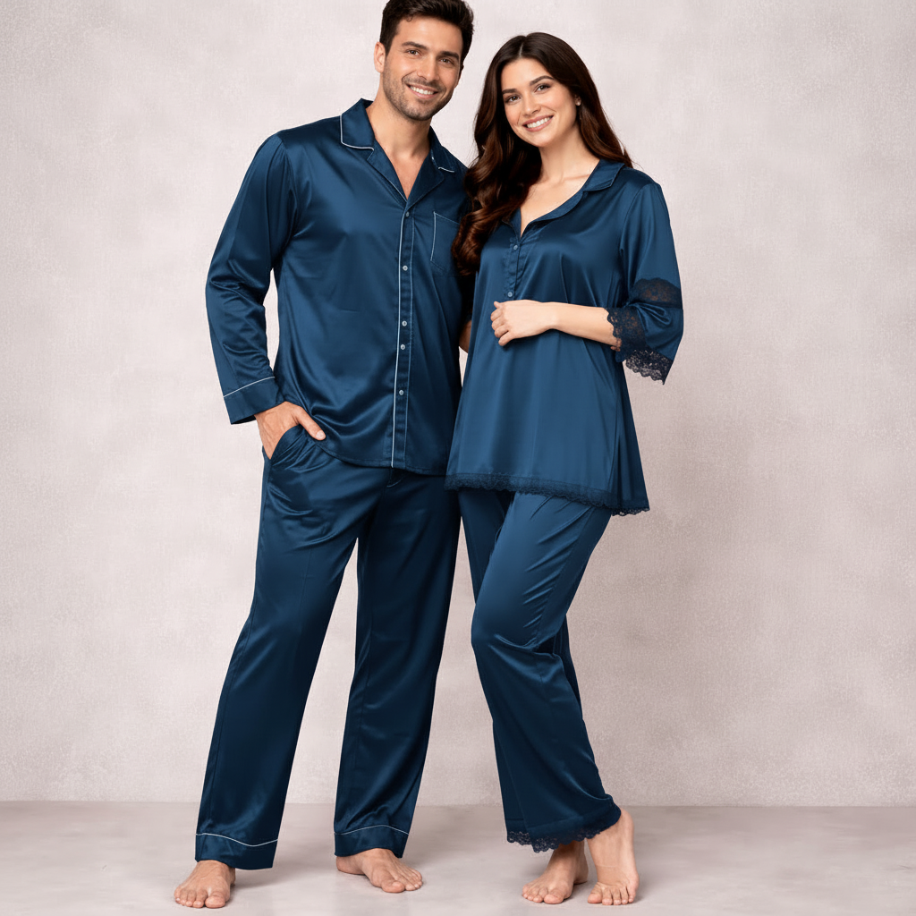 Luxe Love Couple Nightwear – Stylish Matching Sleepwear Set