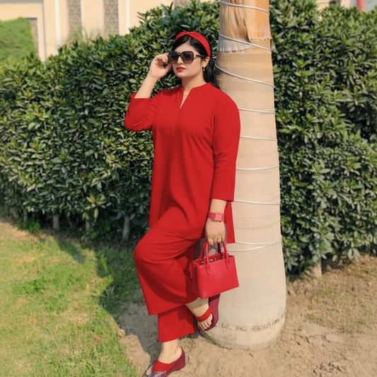 Women’s Red 2 Piece Suit | Comfortable Daily Wear Outfit