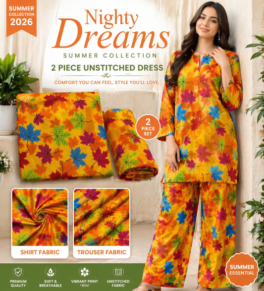 Elegant 2-Piece Linen Unstitched Suit – Comfortable & Stylish"