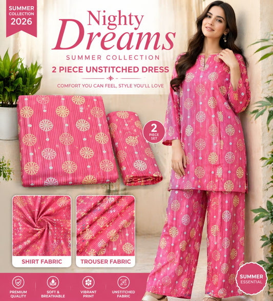 "Elegant 2-Piece Linen Unstitched Suit – Comfortable & Stylish"