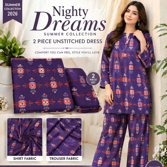 "Elegant 2-Piece Linen Unstitched Suit – Comfortable & Stylish"
