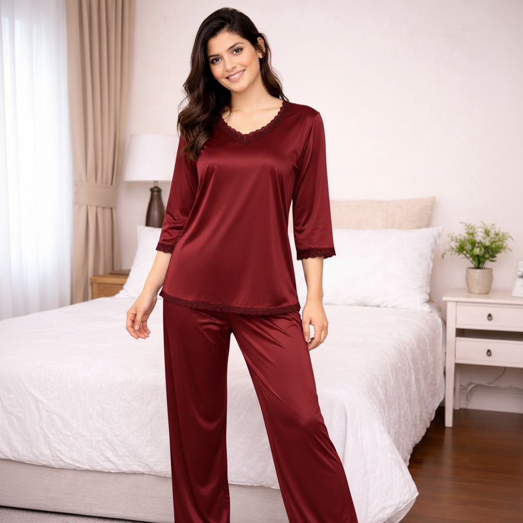 Silk Comfort Nightwear Set – Elegant & Relaxed Sleepwear