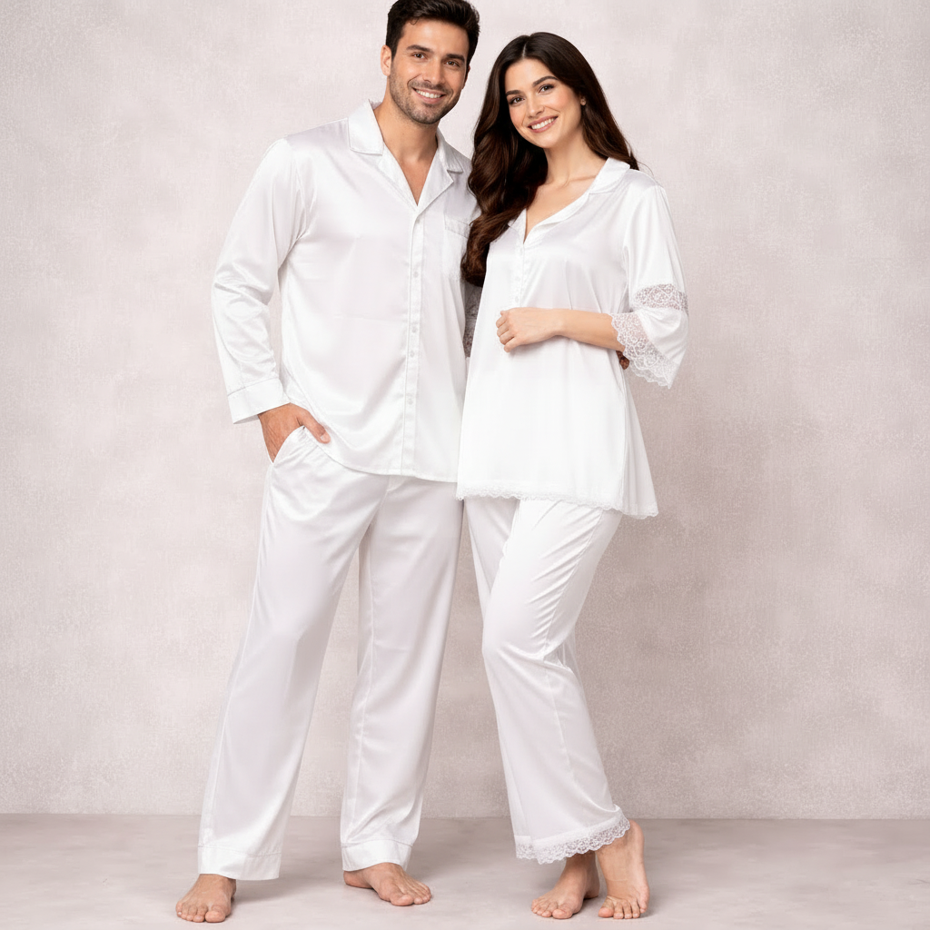 Luxe Love Couple Nightwear – Stylish Matching Sleepwear Set