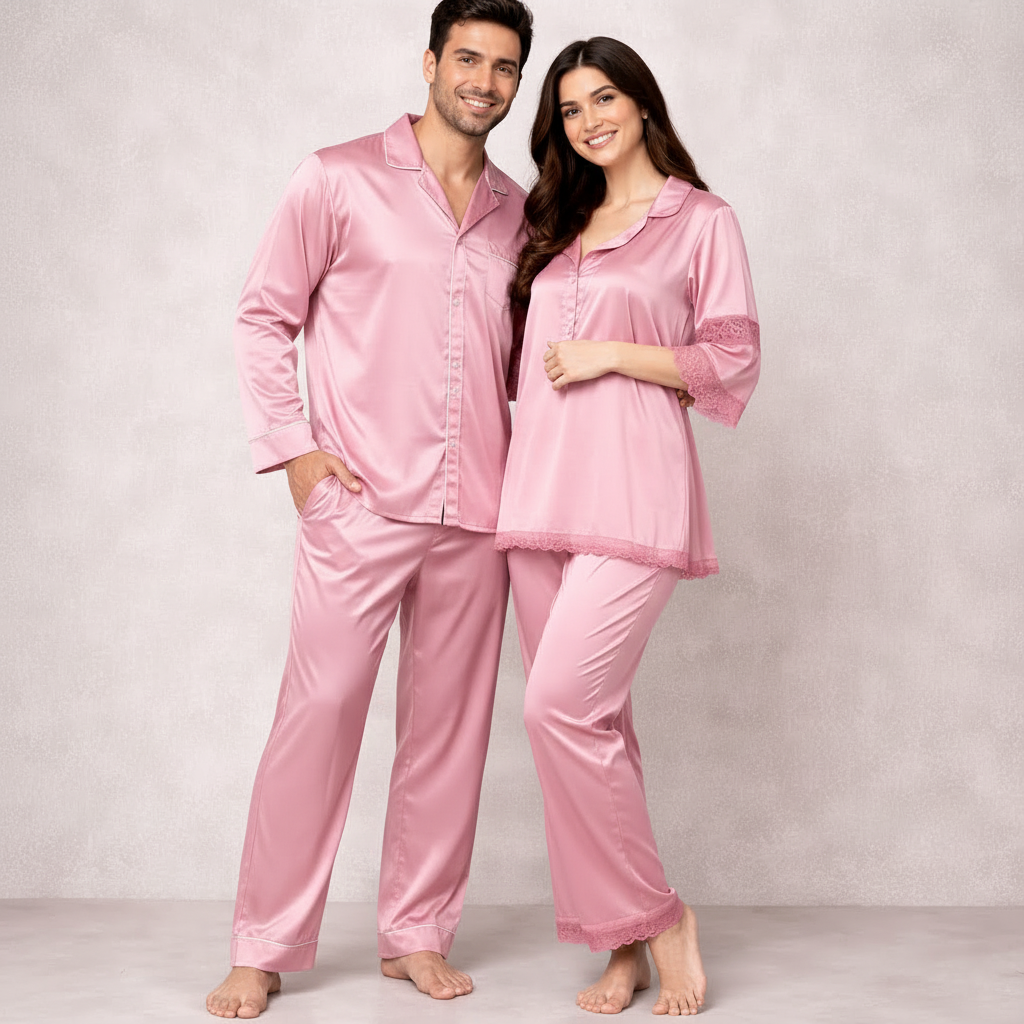 Luxe Love Couple Nightwear – Stylish Matching Sleepwear Set