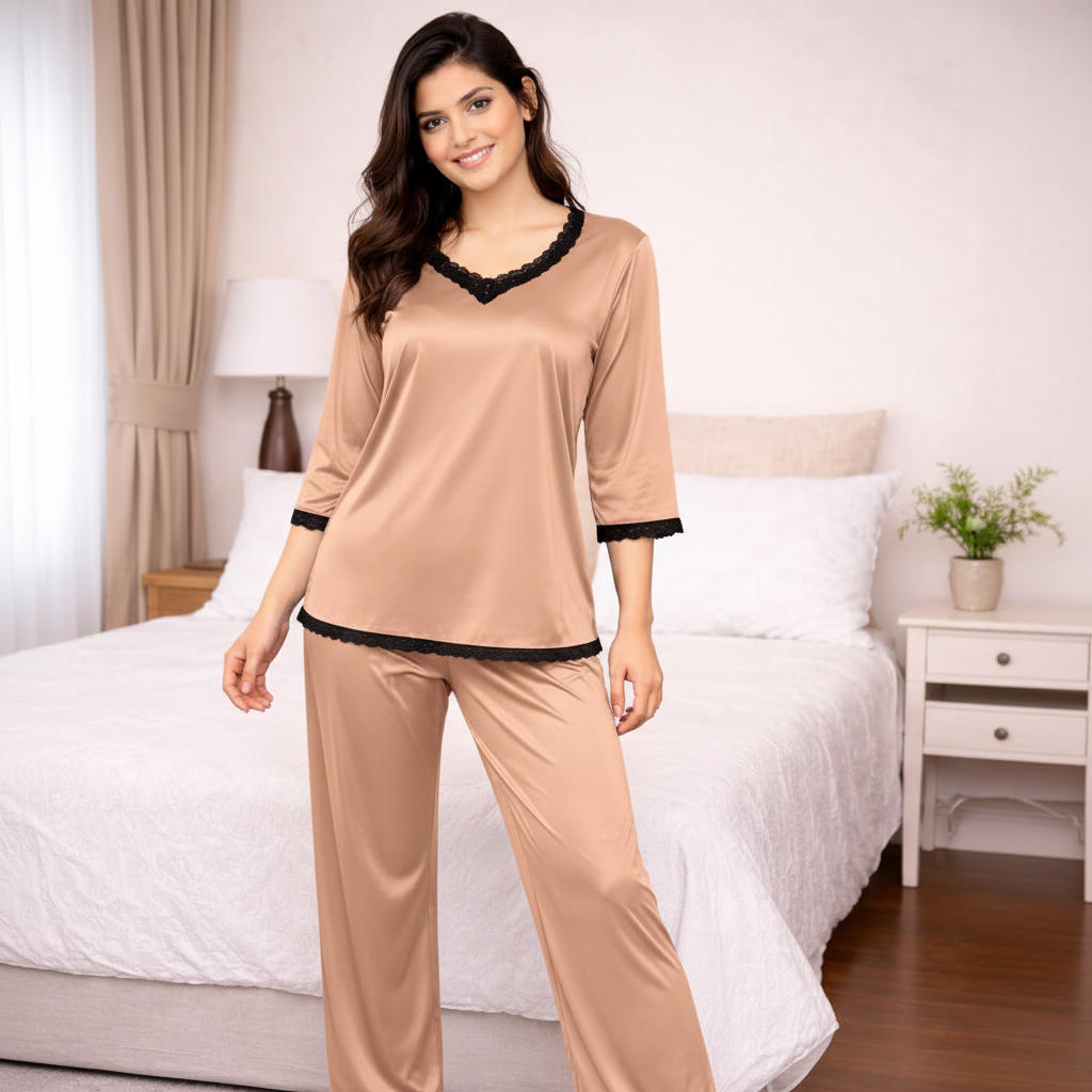 Silk Comfort Nightwear Set – Elegant & Relaxed Sleepwear