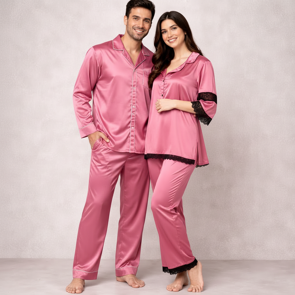 Luxe Love Couple Nightwear – Stylish Matching Sleepwear Set