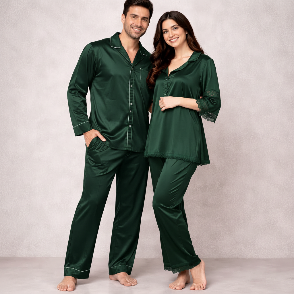 Luxe Love Couple Nightwear – Stylish Matching Sleepwear Set