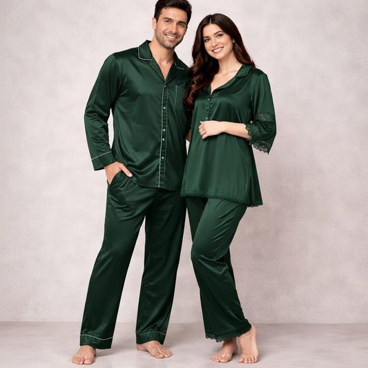 Luxe Love Couple Nightwear – Stylish Matching Sleepwear Set