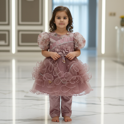 Cute 2-Piece Frock with Pajama Set for Girls (4–14 Years) –