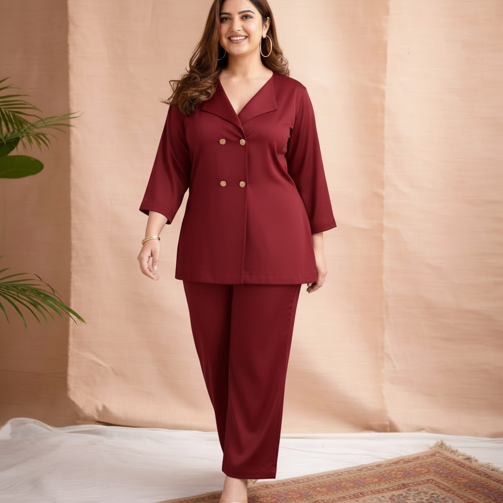 Stylish Women’s 2 Piece Lounge Set – Elegant Button Detail Top & Trouser | Perfect for All Occasions  Comfortable Casual & Nightwear