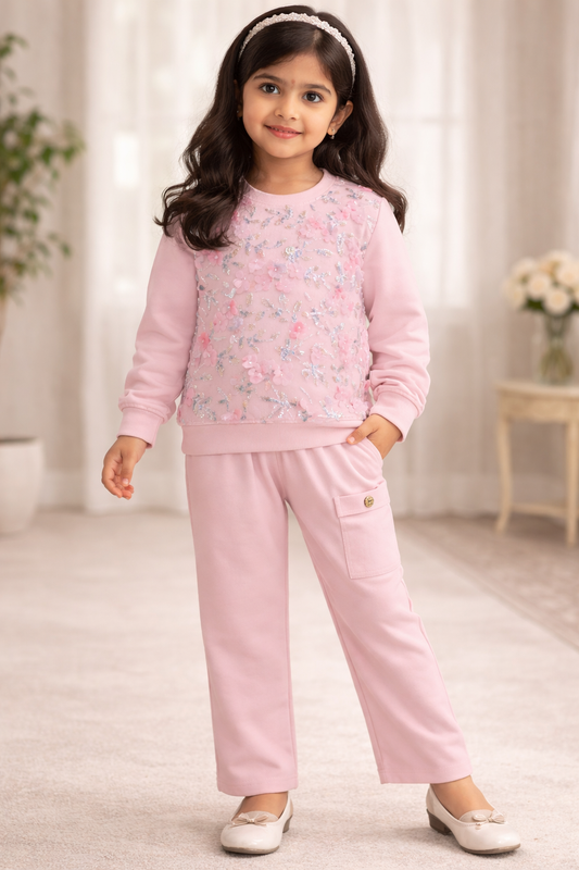 Stylish 2-Piece Kids Embroidered Set (Shirt + Thigh Pocket Pant) – Complete Outfit