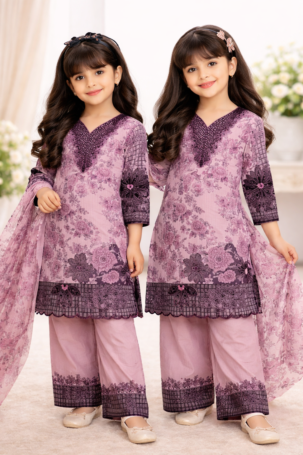 “Stylish Kids 2-Piece Lawn Cotton Outfit with Floral Print – Perfect Gift & Daily Wear (4-14 Years)”